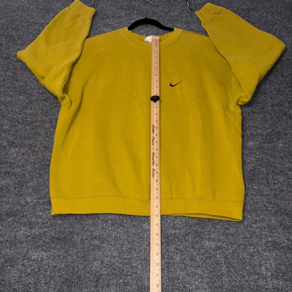 Vintage Nike Sweatshirt Mens XL Yellow Pullover Crewneck Fleece Swoosh USA 90s - Picture 9 of 15
